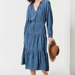 Long sleeve tiered midi dress